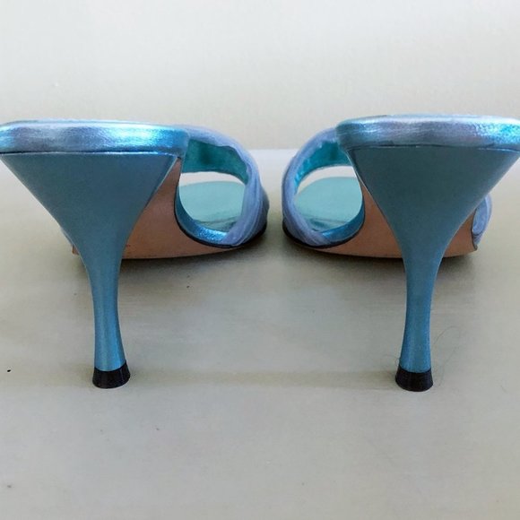Zappos / Shelli Segal Blue Metallic Sandal 7 NEW - Picture 5 of 5
